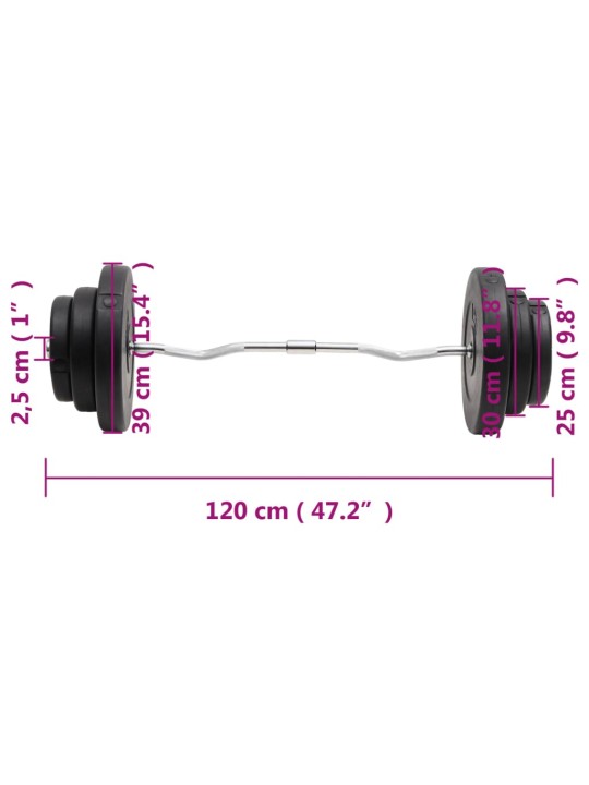 Izlocīts svaru stienis ar diskiem, 60 kg