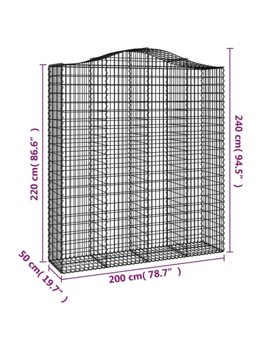 Arkveida gabiona grozi, 12gb., 200x50x220/240cm, cinkota dzelzs