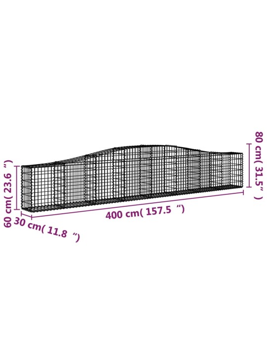 Arkveida gabiona grozi, 25 gb., 400x30x60/80 cm, cinkota dzelzs