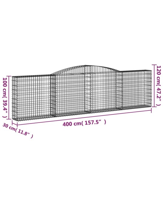 Arkveida gabiona grozi, 15gb., 400x30x100/120cm, cinkota dzelzs