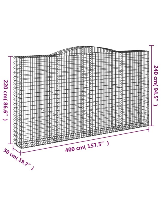 Arkveida gabiona grozi 15 gb. 400x50x220/240cm cinkota dzelzs