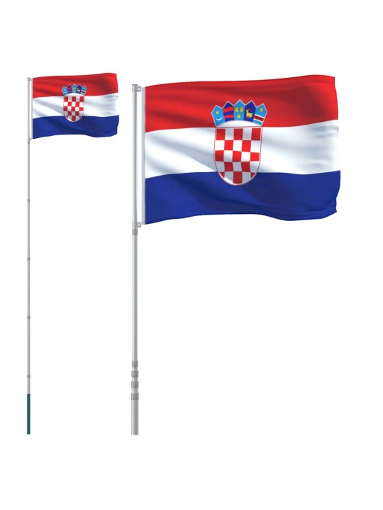 Horvātijas karogs un masts, 5,55 m, alumīnijs