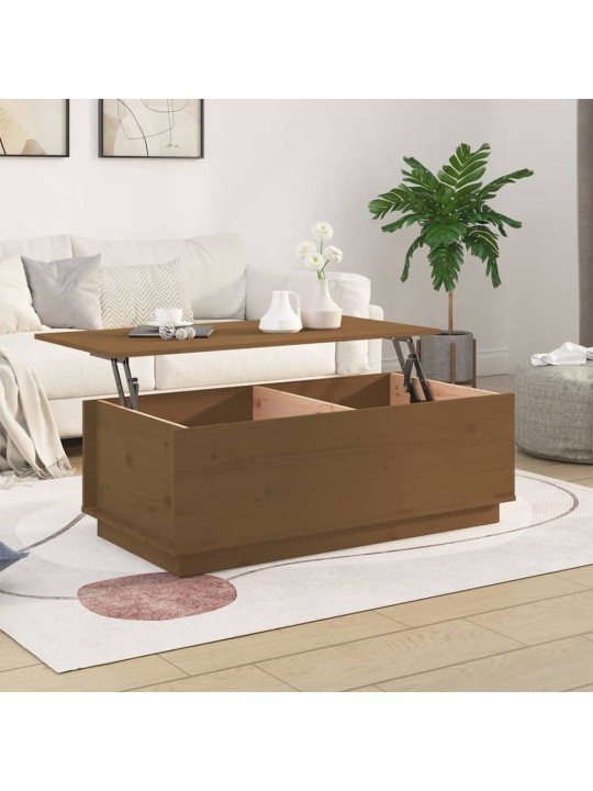 Kafijas galdiņš, medus brūns, 100x50x35 cm, priedes masīvkoks