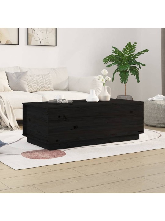 Kafijas galdiņš, melns, 100x50x35 cm, priedes masīvkoks