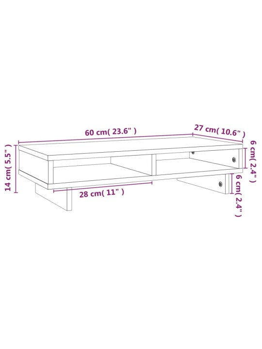 Monitora paliktnis, 60x27x14 cm, priedes masīvkoks