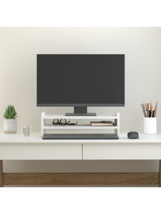 Monitora paliktnis, balts, 50x27x15 cm, priedes masīvkoks