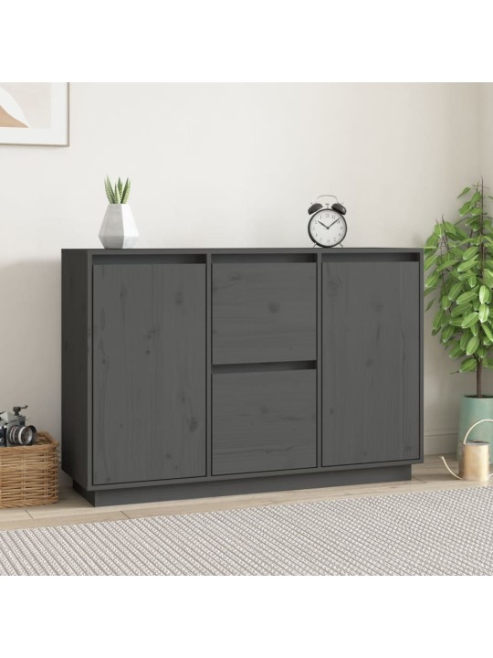 Kumode, pelēka, 111x34x75 cm, priedes masīvkoks