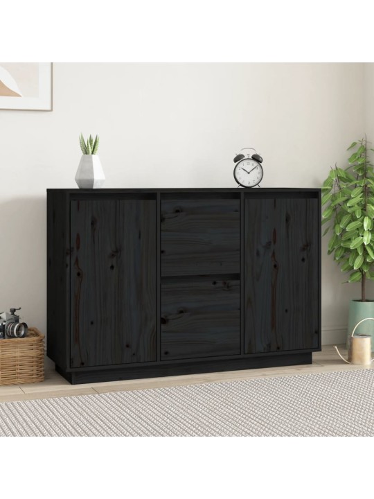 Kumode, melna, 111x34x75 cm, priedes masīvkoks