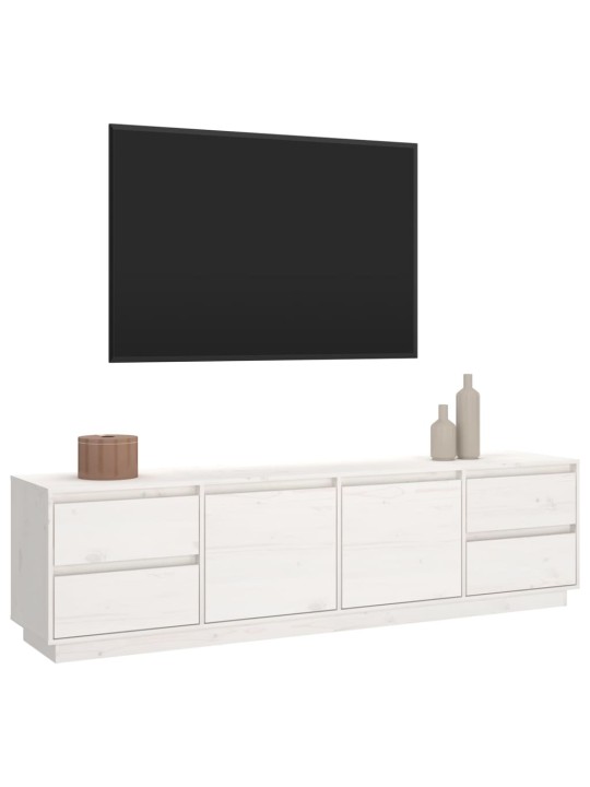 Tv plaukts, balts, 176x37x47,5 cm, priedes masīvkoks