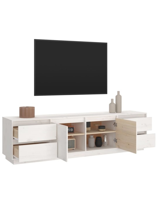 Tv plaukts, balts, 176x37x47,5 cm, priedes masīvkoks
