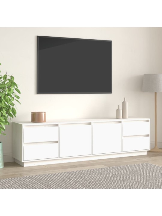 Tv plaukts, balts, 176x37x47,5 cm, priedes masīvkoks