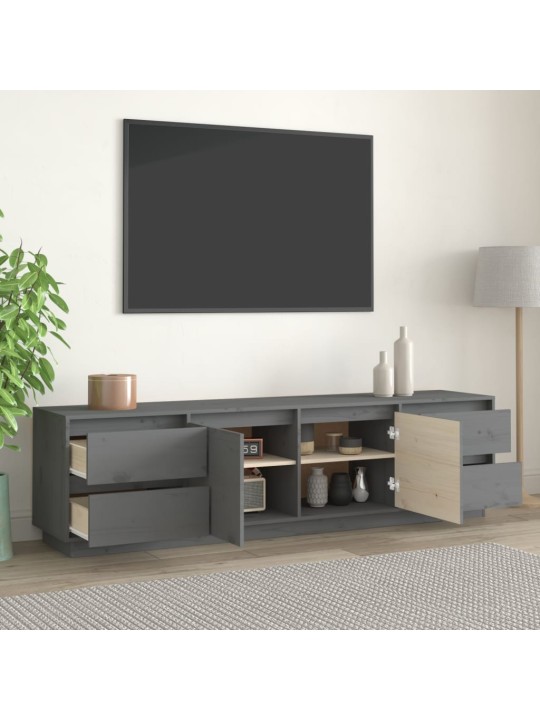 Tv skapītis, pelēks, 176x37x47,5 cm, priedes masīvkoks