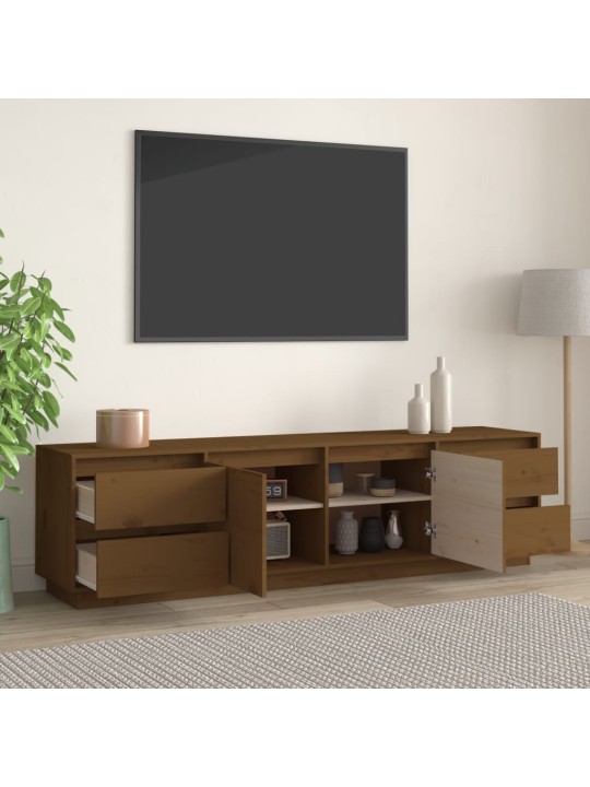 Tv skapītis, medus brūns, 176x37x47,5 cm, priedes masīvkoks