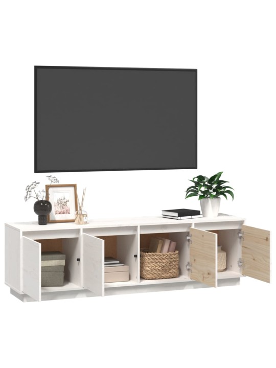 Tv plaukts, balts, 156x37x45 cm, priedes masīvkoks