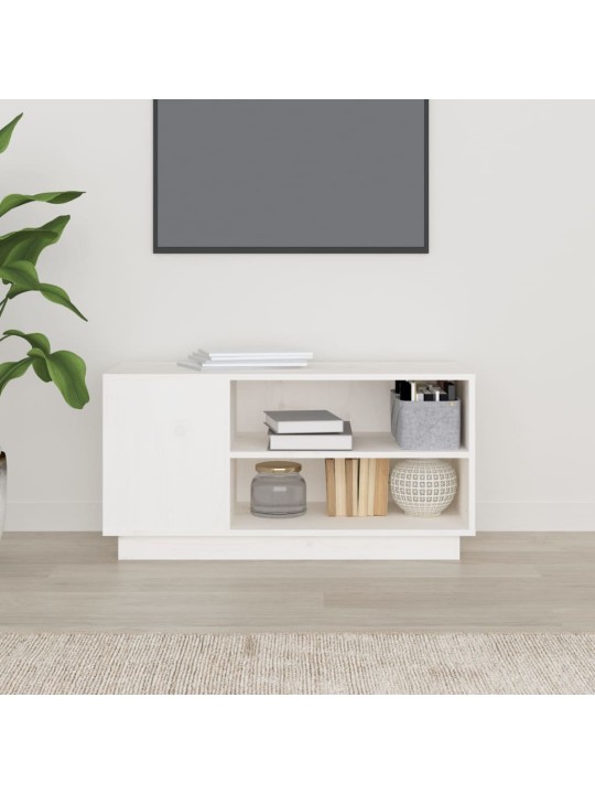 Tv plaukts, balts, 80x35x40,5 cm, priedes masīvkoks