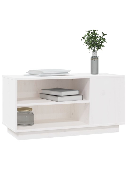 Tv plaukts, balts, 80x35x40,5 cm, priedes masīvkoks