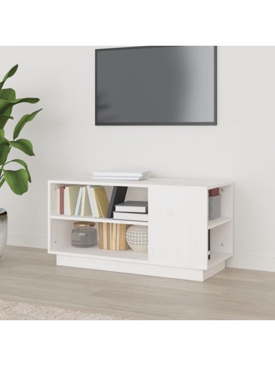 Tv plaukts, balts, 80x35x40,5 cm, priedes masīvkoks