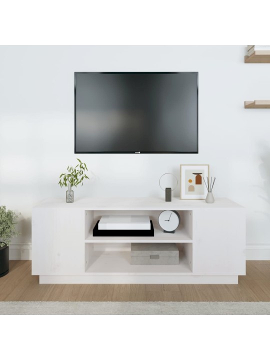 Tv plaukts, balts, 110x35x40,5 cm, priedes masīvkoks