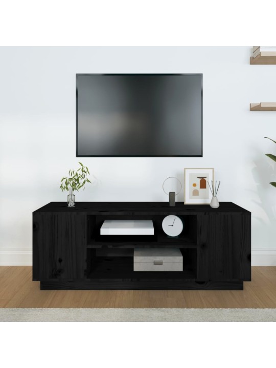 Tv skapītis, melns, 110x35x40,5 cm, priedes masīvkoks