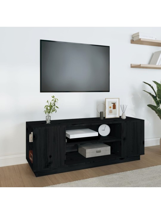 Tv skapītis, melns, 110x35x40,5 cm, priedes masīvkoks