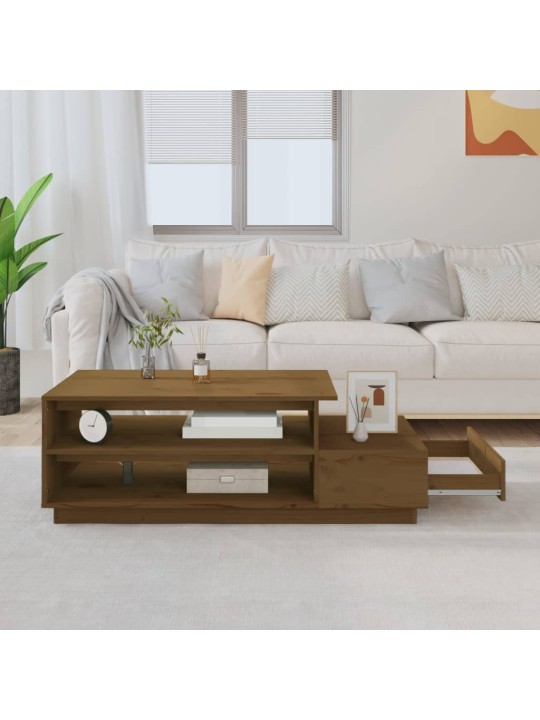 Kafijas galdiņš, medus brūns, 120x50x40,5 cm, priedes masīvkoks