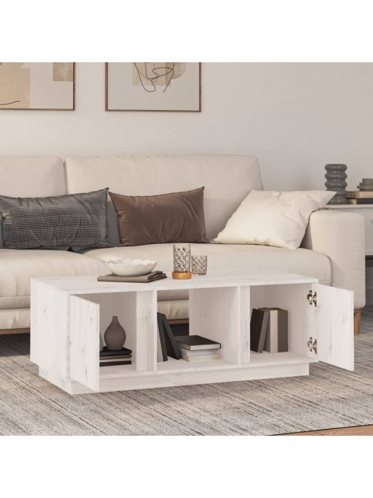 Kafijas galdiņš, balts, 110x50x40 cm, priedes masīvkoks