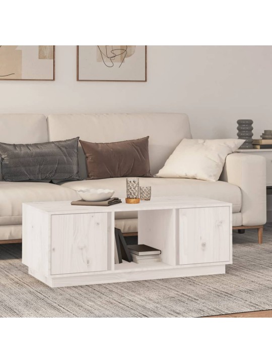 Kafijas galdiņš, balts, 110x50x40 cm, priedes masīvkoks