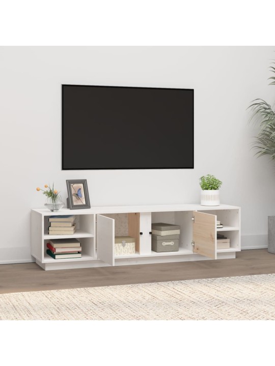 Tv skapītis, balts, 156x40x40 cm, priedes masīvkoks