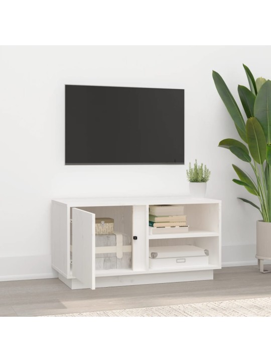 Tv plaukts, balts, 80x35x40,5 cm, priedes masīvkoks