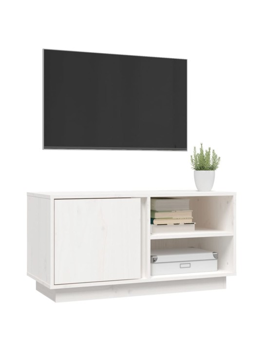 Tv plaukts, balts, 80x35x40,5 cm, priedes masīvkoks
