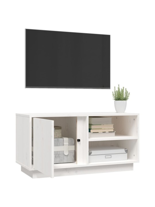 Tv plaukts, balts, 80x35x40,5 cm, priedes masīvkoks
