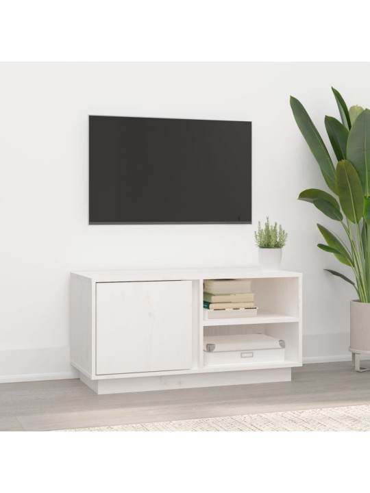 Tv plaukts, balts, 80x35x40,5 cm, priedes masīvkoks