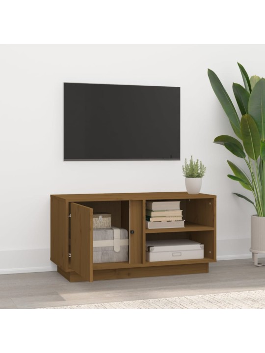 Tv skapītis, medus brūns, 80x35x40,5 cm, priedes masīvkoks