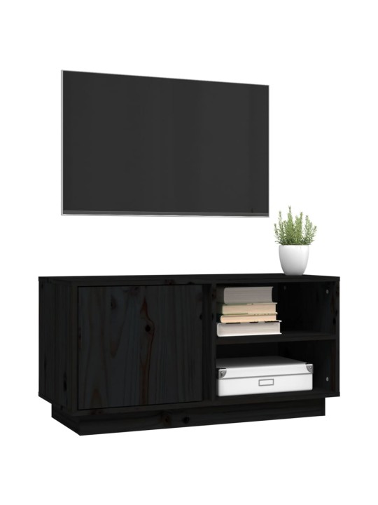 Tv skapītis, melns, 80x35x40,5 cm, priedes masīvkoks