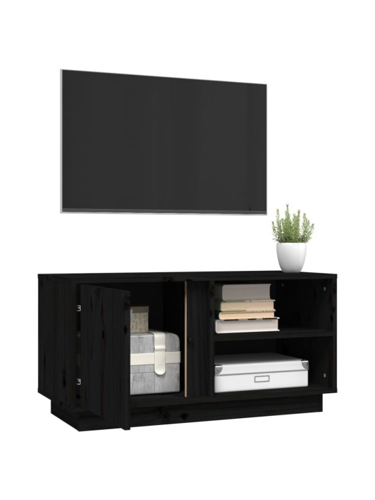 Tv skapītis, melns, 80x35x40,5 cm, priedes masīvkoks