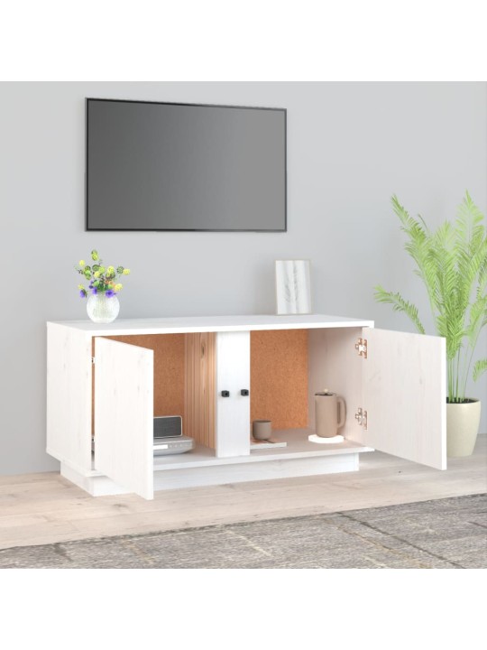 Tv plaukts, balts, 80x35x40,5 cm, priedes masīvkoks