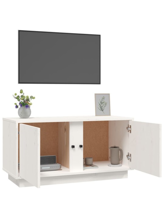 Tv plaukts, balts, 80x35x40,5 cm, priedes masīvkoks