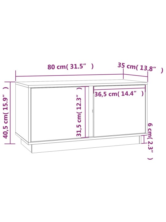 Tv plaukts, balts, 80x35x40,5 cm, priedes masīvkoks