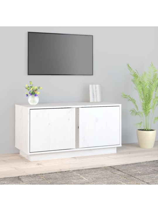 Tv plaukts, balts, 80x35x40,5 cm, priedes masīvkoks