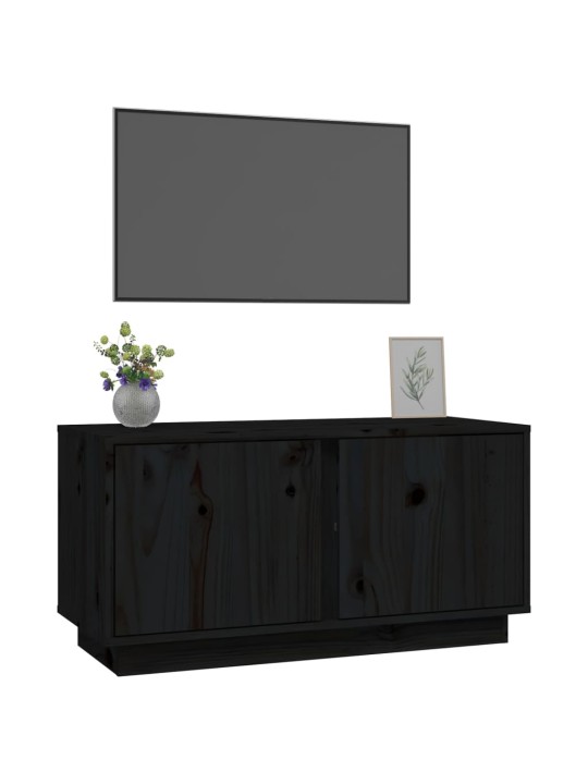 Tv skapītis, melns, 80x35x40,5 cm, priedes masīvkoks