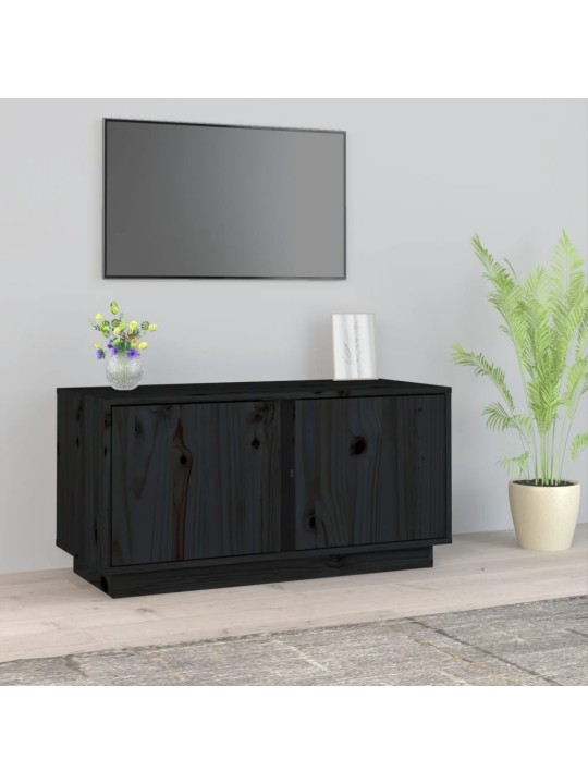 Tv skapītis, melns, 80x35x40,5 cm, priedes masīvkoks
