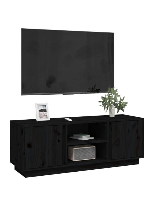 Tv skapītis, melns, 110x35x40,5 cm, priedes masīvkoks