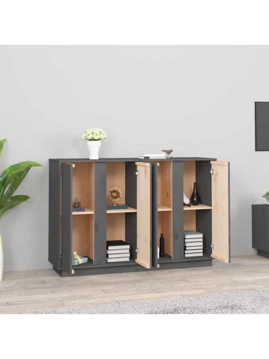 Kumode, pelēka, 120x35x80 cm, priedes masīvkoks