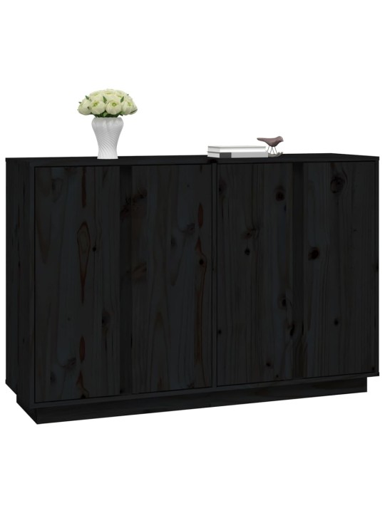 Kumode, melna, 120x35x80 cm, priedes masīvkoks