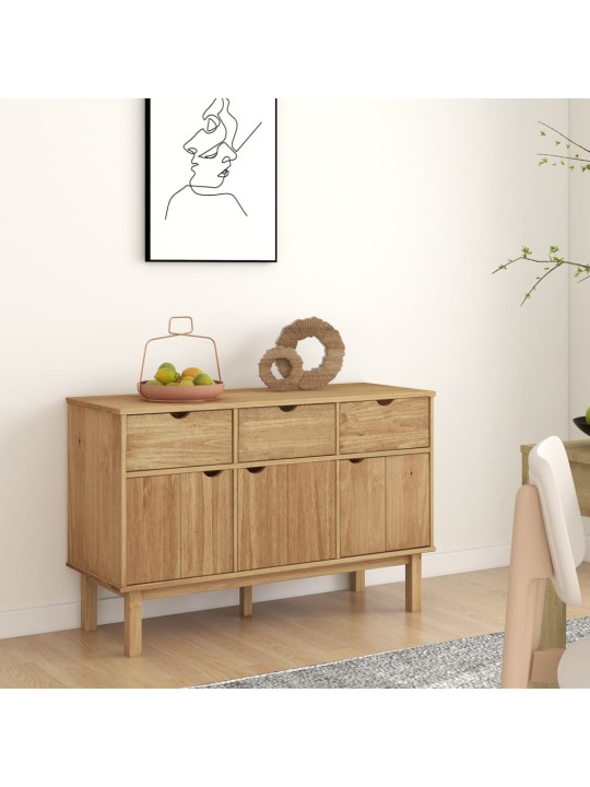 Kumode otta, brūna un pelēka, 114x43x73,5 cm, priedes masīvkoks