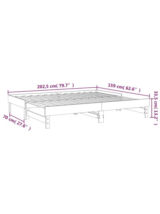 Izvelkama gulta, medus brūna, 2x(80x200) cm, priedes masīvkoks