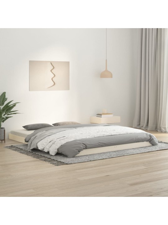 Gultas rāmis, 150x200 cm, King size, priedes masīvkoks, balts