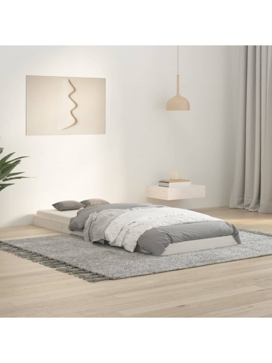 Gultas rāmis, balts, 75x190 cm, vienvietīgs, priedes masīvkoks