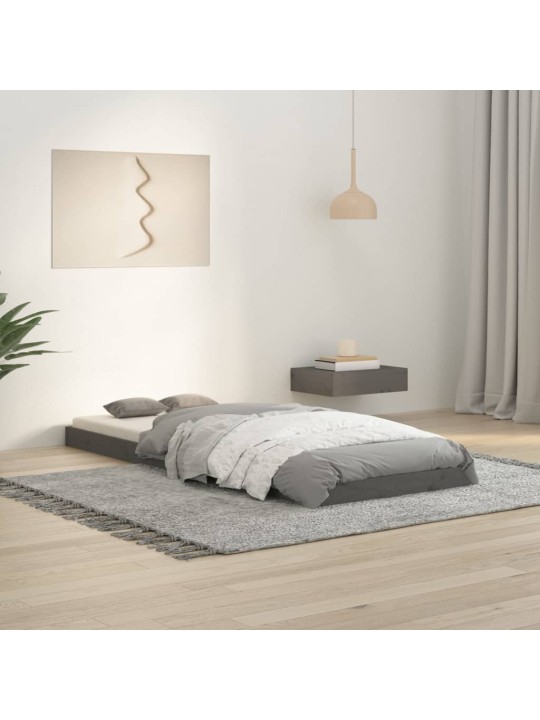 Gultas rāmis, pelēks, 75x190 cm, priedes masīvkoks, vienvietīgs