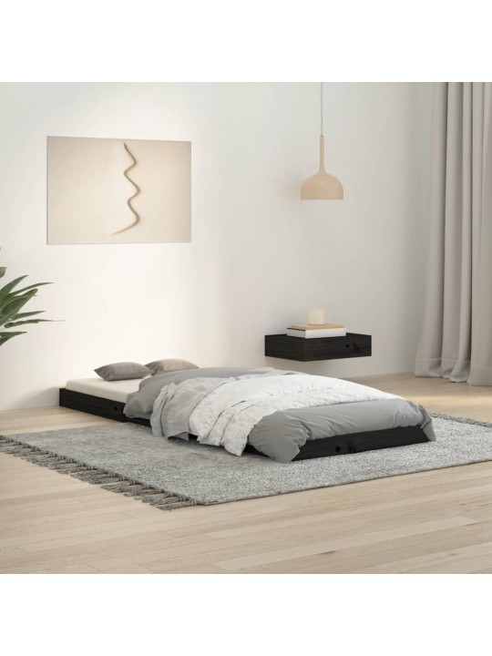 Gultas rāmis, melns, 75x190 cm, priedes masīvkoks, vienvietīgs